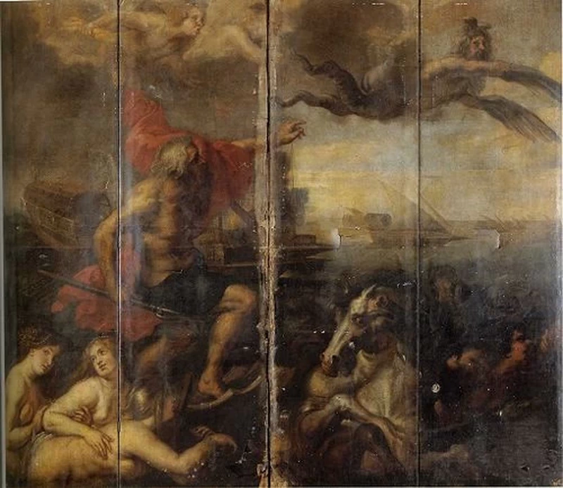 Nettuno calma l'oceano durante il viaggio del cardinale Infante Ferdinando da Barcellona a Genova